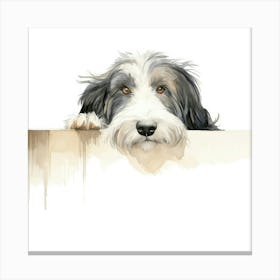 Dog Looking Over A Wall 1 Canvas Print