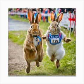 Rabbits In A Race Canvas Print