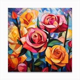 Mosaic Roses 1 Canvas Print