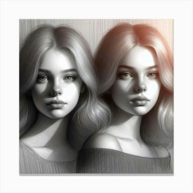 Portrait Of Two Women Canvas Print