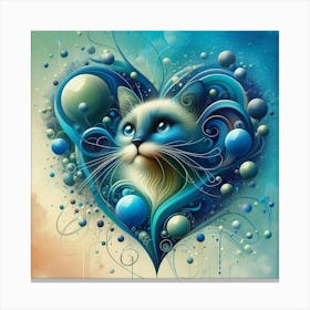 Cat In A Heart Canvas Print