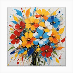 Flowers In A Vase  Abstract Painting Canvas Print