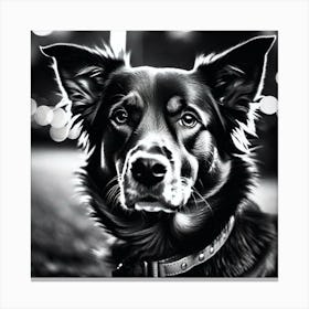 Black And White Dog Portrait 1 Canvas Print