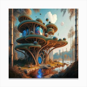 Huge colorful futuristic house design with vibrant details Canvas Print