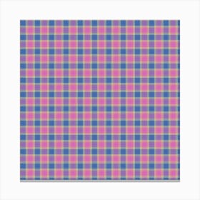 Pink And Blue Gingham Fabric Canvas Print