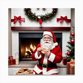 Santa Claus Eating Cookies 3 Canvas Print