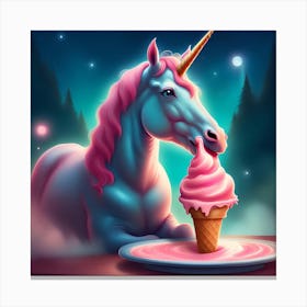 Unicorn Eating Ice Cream Canvas Print