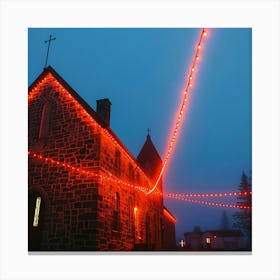 Church Lit Up For Christmas Canvas Print