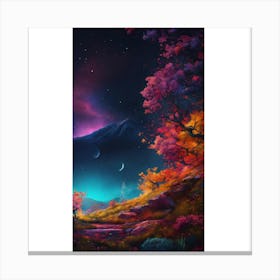 Landscape With Trees And Stars Canvas Print