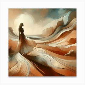 Abstract Woman Walking In The Desert earth tones Canvas Print
