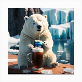 Polar Bear With Beer Canvas Print