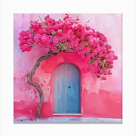 Pink Tree In Front Of House Canvas Print