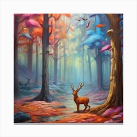 Deer In The Forest Canvas Print