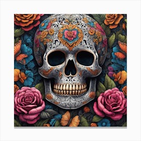 Day Of The Dead Skull 4 Canvas Print