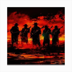 Devil's Music - 5 Musicians In Silhouette Canvas Print