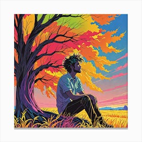 Man Sitting Under A Tree 2 Canvas Print