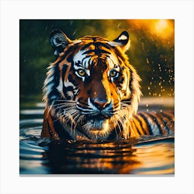 Sunset Rain on Bengal Tiger Canvas Print