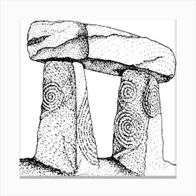 Ink On Board Drawing Traditional Published Menhir Dolman Stonehenge Celtic Druid Wicca Spirals Standing Stones Mystical Magic Earth Solstice Equinox Samhain Borderlands Lammas Imbolc Beltain Canvas Print
