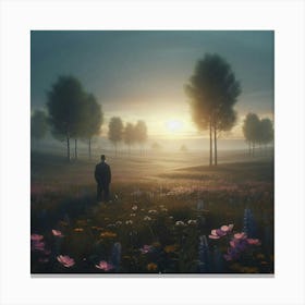 Man In A Field Canvas Print