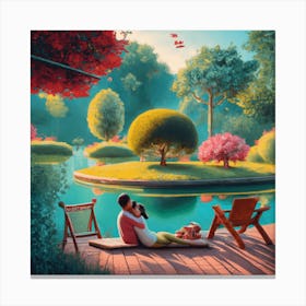 Date time of couple into the Garden Canvas Print