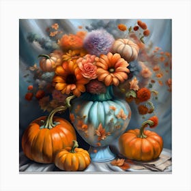 Autumn Flowers In A Vase Canvas Print