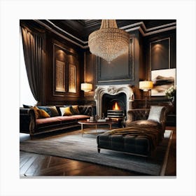 Black And Gold Living Room 7 Canvas Print