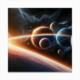 Planets In Space Stampe su tela