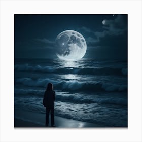 Moonlight On The Beach Canvas Print