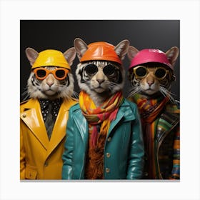 Three Tigers In Sunglasses 1 Canvas Print