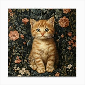 Cat In Flowers Art 4 Canvas Print