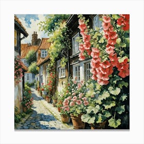 Hollyhocks Canvas Print