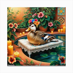 Duck In The Pond Canvas Print