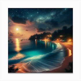 Night Beach At Night Canvas Print