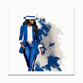 Woman In Blue Jacket Canvas Print