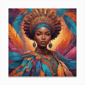 African Woman With Feathers Canvas Print