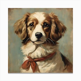 Dog With A Red Collar, National Pet Day! Canvas Print