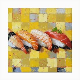 Nigiri Sushi Yellow Checkerboard 3 Canvas Print