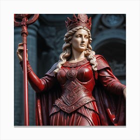 A Portrait Of Authority Goddess Frigg With All Her Arogance Blood Red Canvas Print