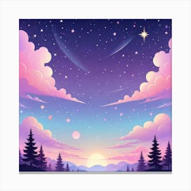 Sky With Twinkling Stars In Pastel Colors Square Composition 20 Canvas Print