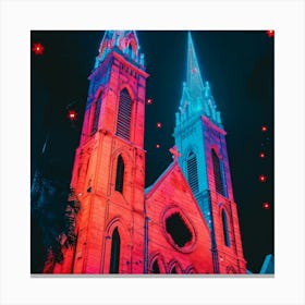 Church Lit Up At Night Canvas Print