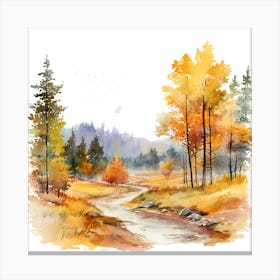 Watercolor Autumn Landscape 22 Canvas Print