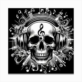 Skull With Headphones 3 Canvas Print