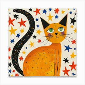 Orange Cat With Stars 1 Canvas Print