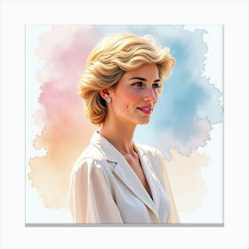 Watercolor Princess Diana Amidst An Ethereal Watercolor Sky 1 Canvas Print