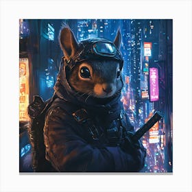 Futuristic City Ninja Squirrel Backdrop 8 Canvas Print