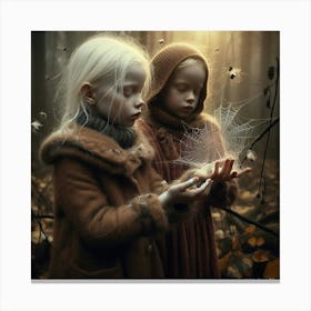 Two Little Girls In The Woods Canvas Print
