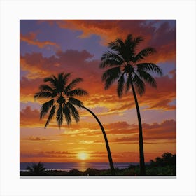 Sunset Palm Trees 4 Canvas Print