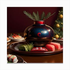 Christmas Table with Sushi Canvas Print