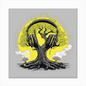 Cosmic Tree With Headphones Canvas Print