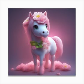 Little Pony With Flowers Canvas Print